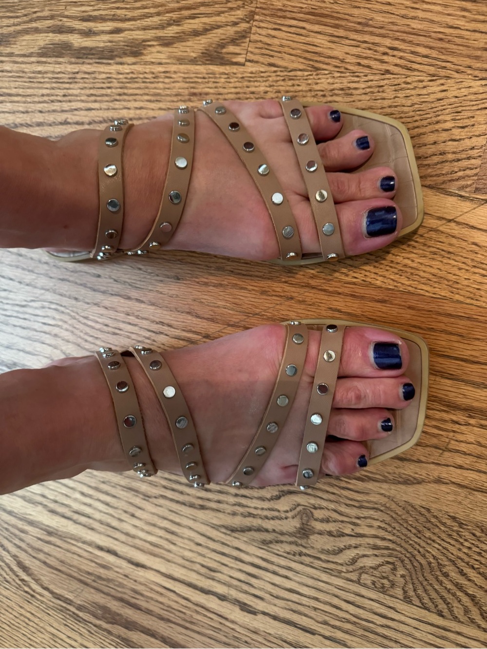 Dolce Vita Studded Strappy Sandals in Taupe - Women's Sandals-size 8